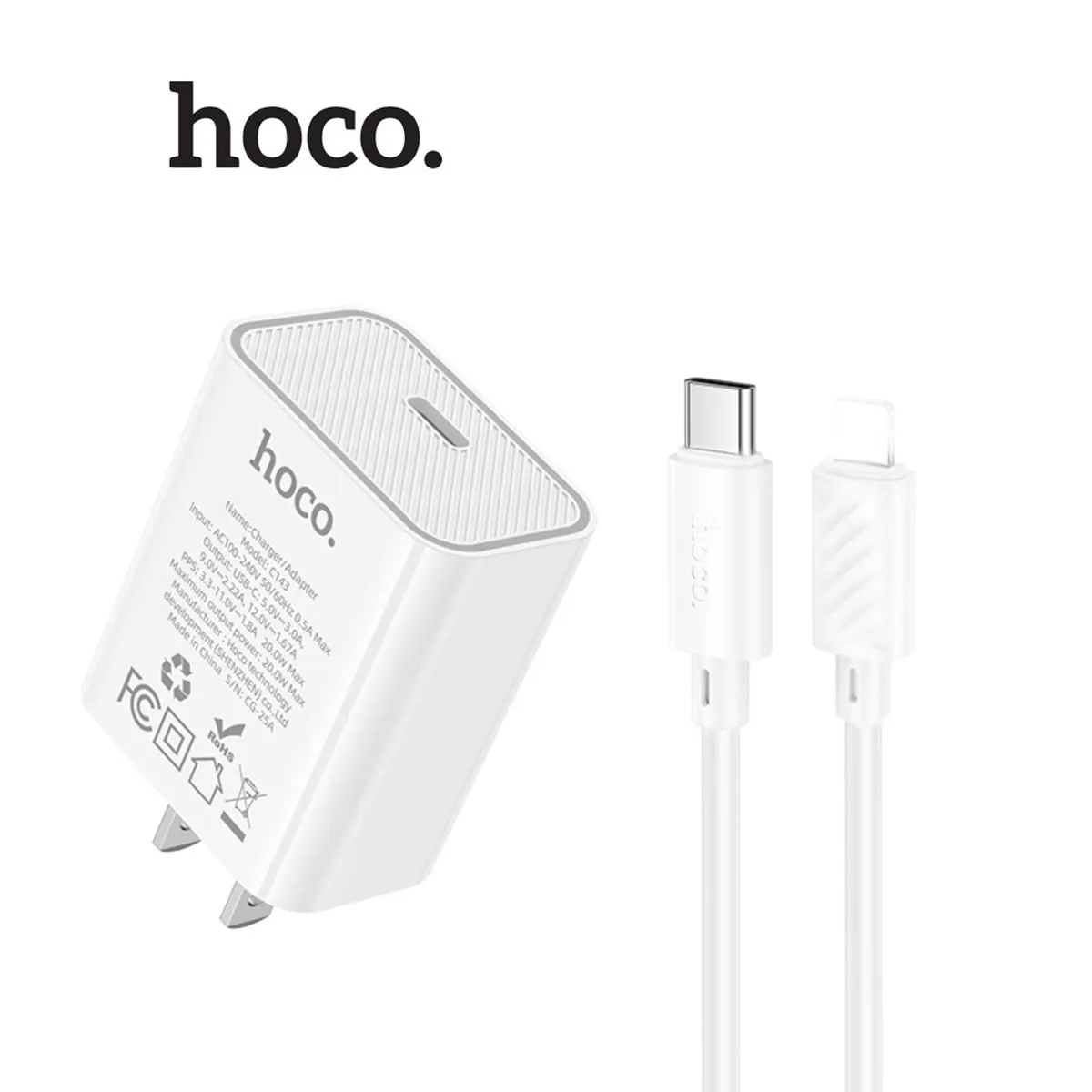 Chargeur HOCO C143A 20W + câble Lightning